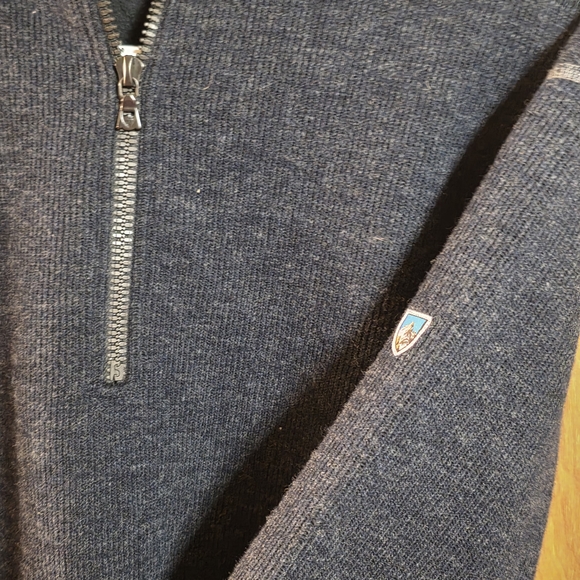 Kuhl Men's Medium Chianti Wool Fleece Blend Thor Charcoal 1/4 Zip Fleece Sweater - Picture 6 of 13